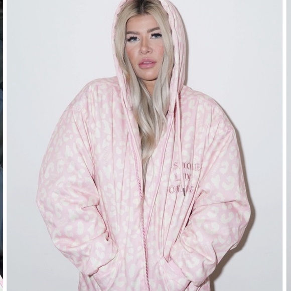 Linda Finegold ALF pink leopard hooded heavyweight jacket - Picture 3 of 7